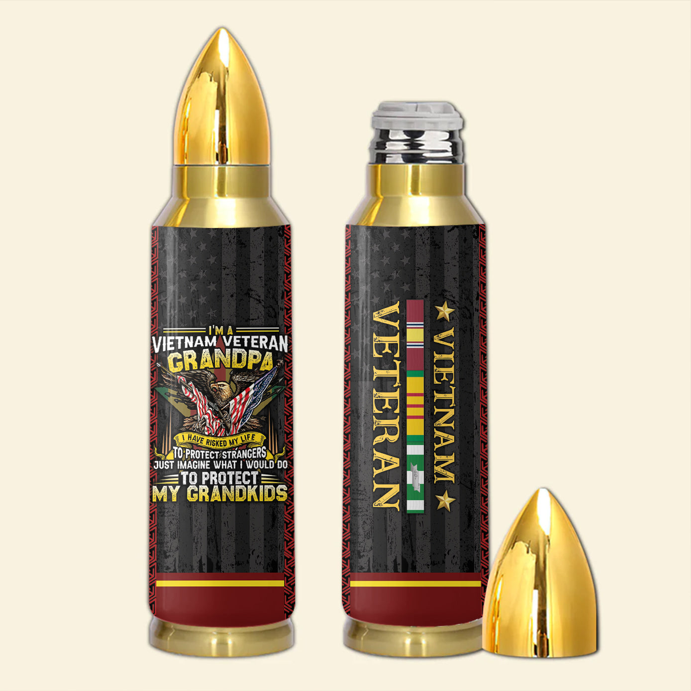 Vietnam Veteran I'm A Grandpa Veteran Bullet Tumbler