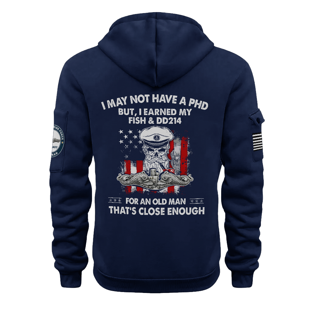 Navy Submarine I Earned Fish & DD-214 Quarter Zip Hoodie