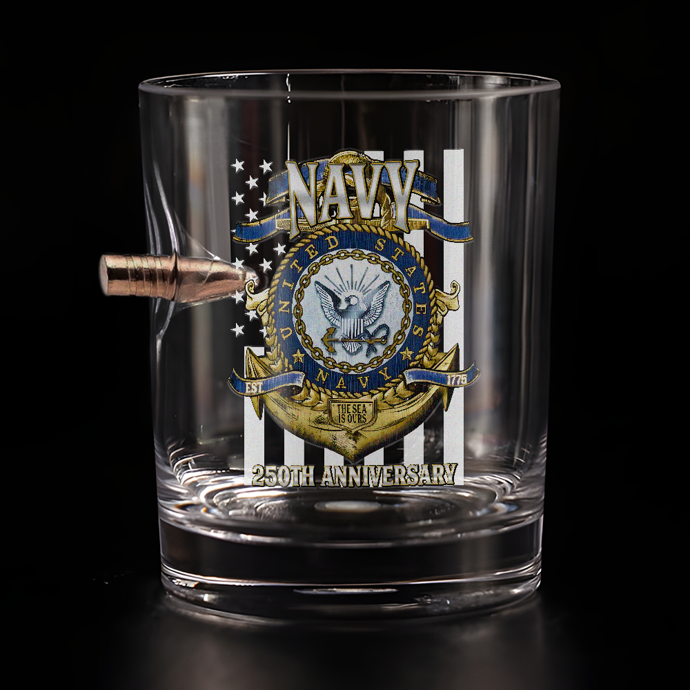 Navy 250th Anniversary Bullet Whiskey Glass