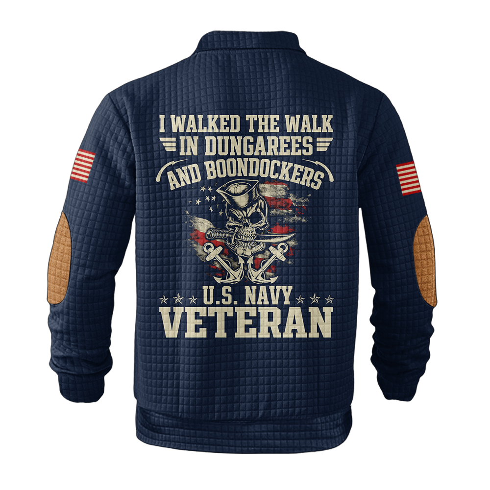 Personalizable Navy I Walked The Walk Waffle Stand Collar Sweatshirt