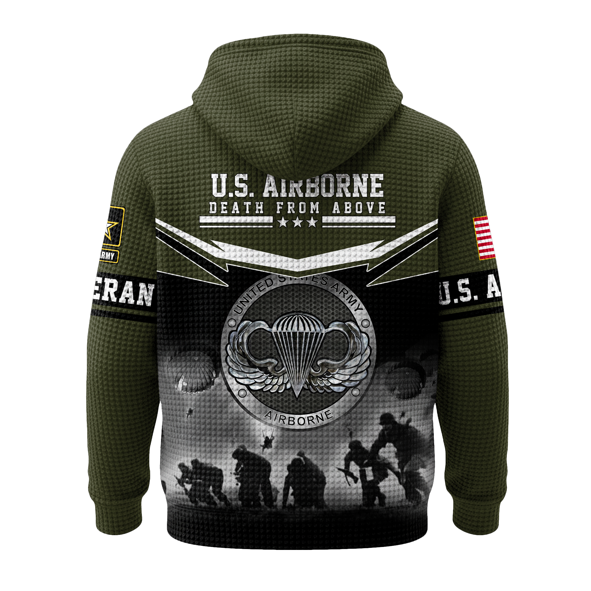 Airborne Death From Above Quarter Zip Waffle Hoodie