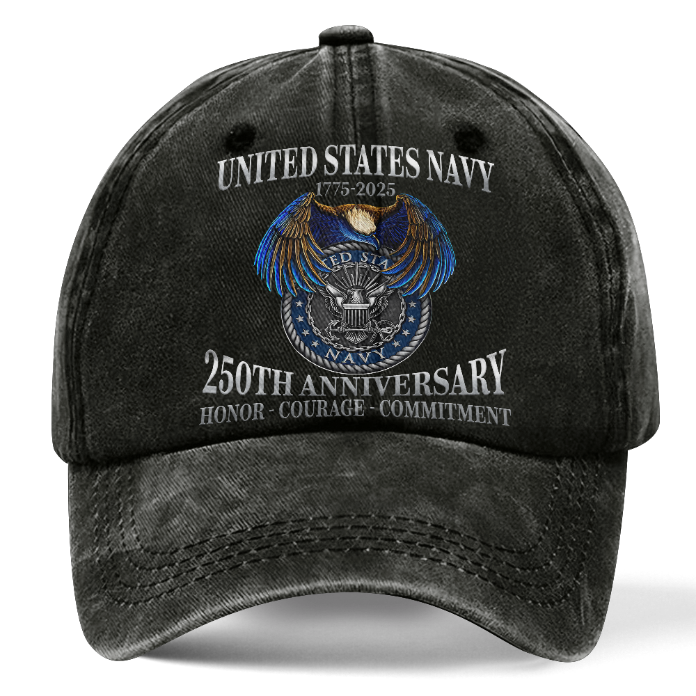 Personalizable Navy 250th Anniversary Washed Cap