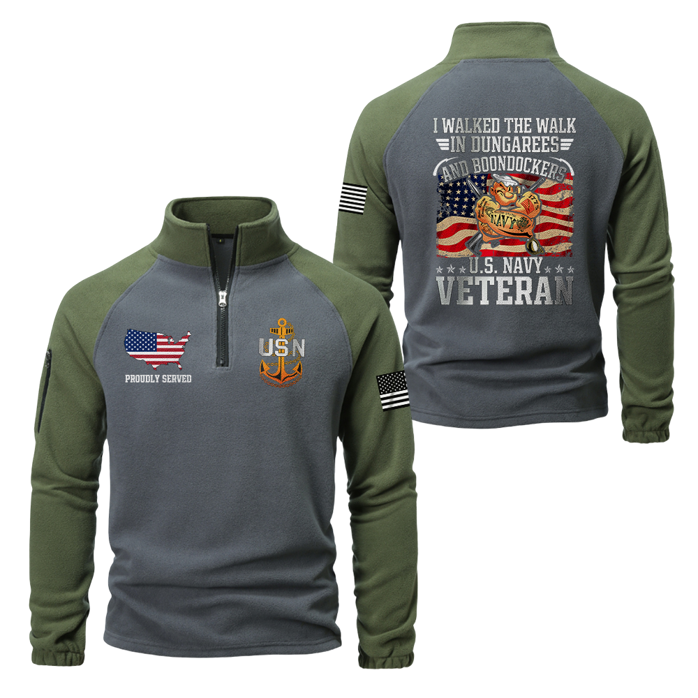 Navy I Walked The Walk In Dungarees Half-Zip Raglan Sweatshirt