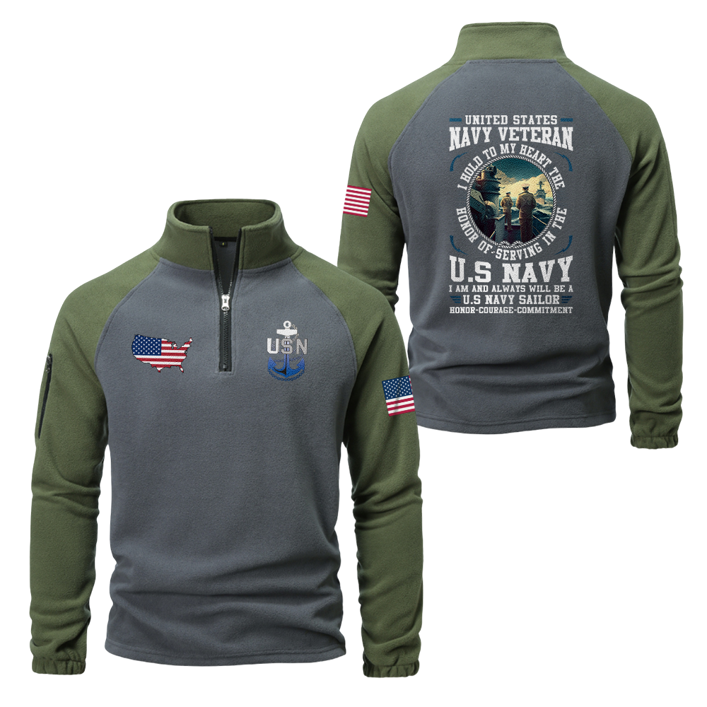 Navy Honor Courage Commitment Half-Zip Raglan Sweatshirt
