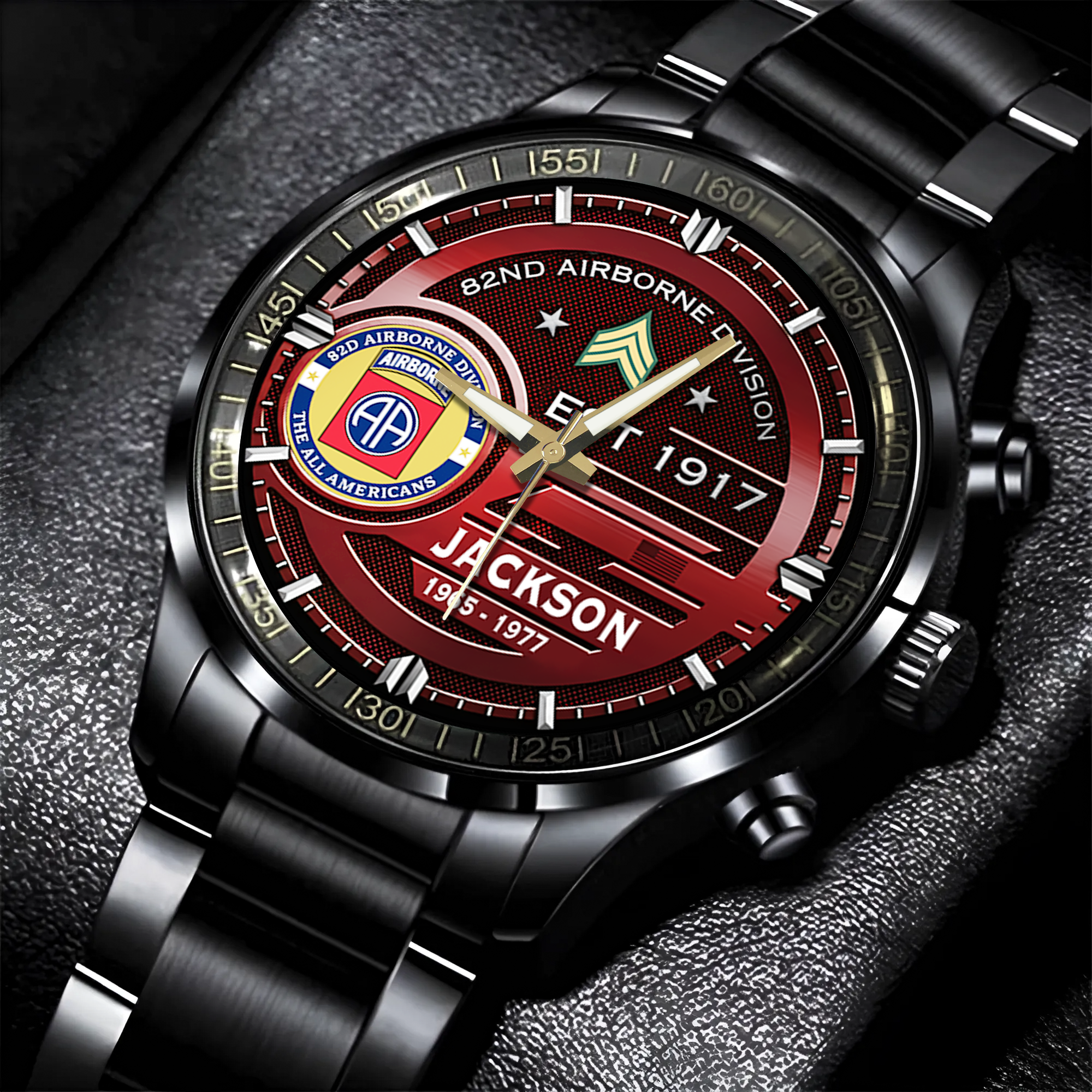 Personalizable 82nd Airborne Division Stainless Steel Watch