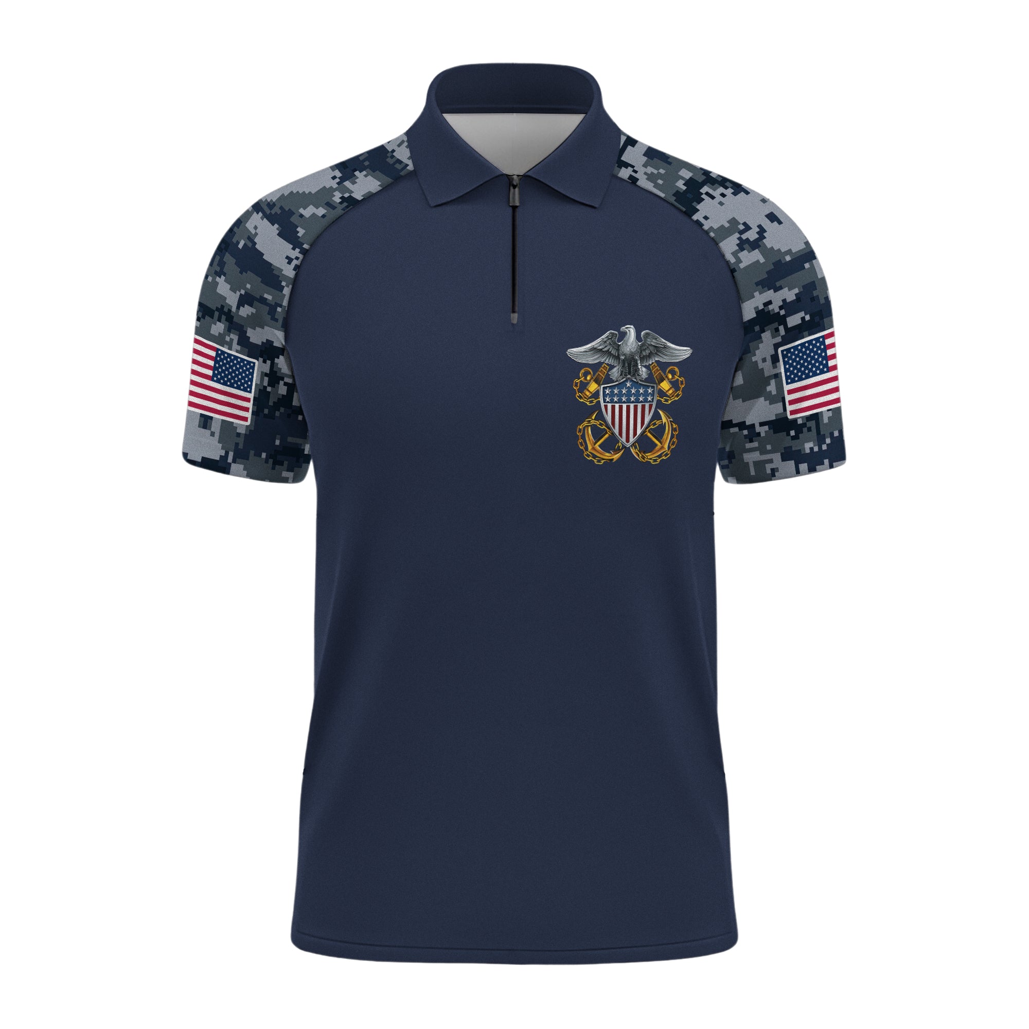 Navy 250th Anniversary Raglan Zip Polo Shirt