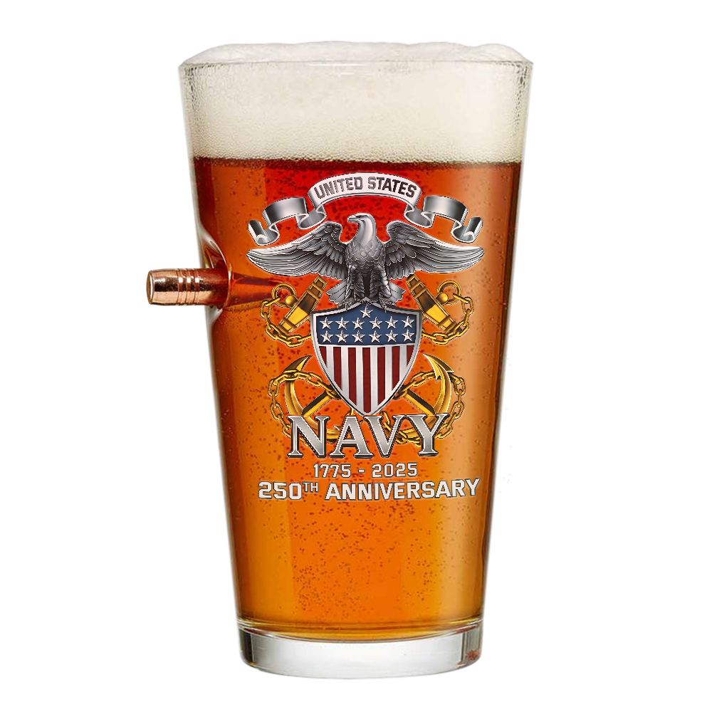 Navy 250th Anniversary Bullet Pint Glass