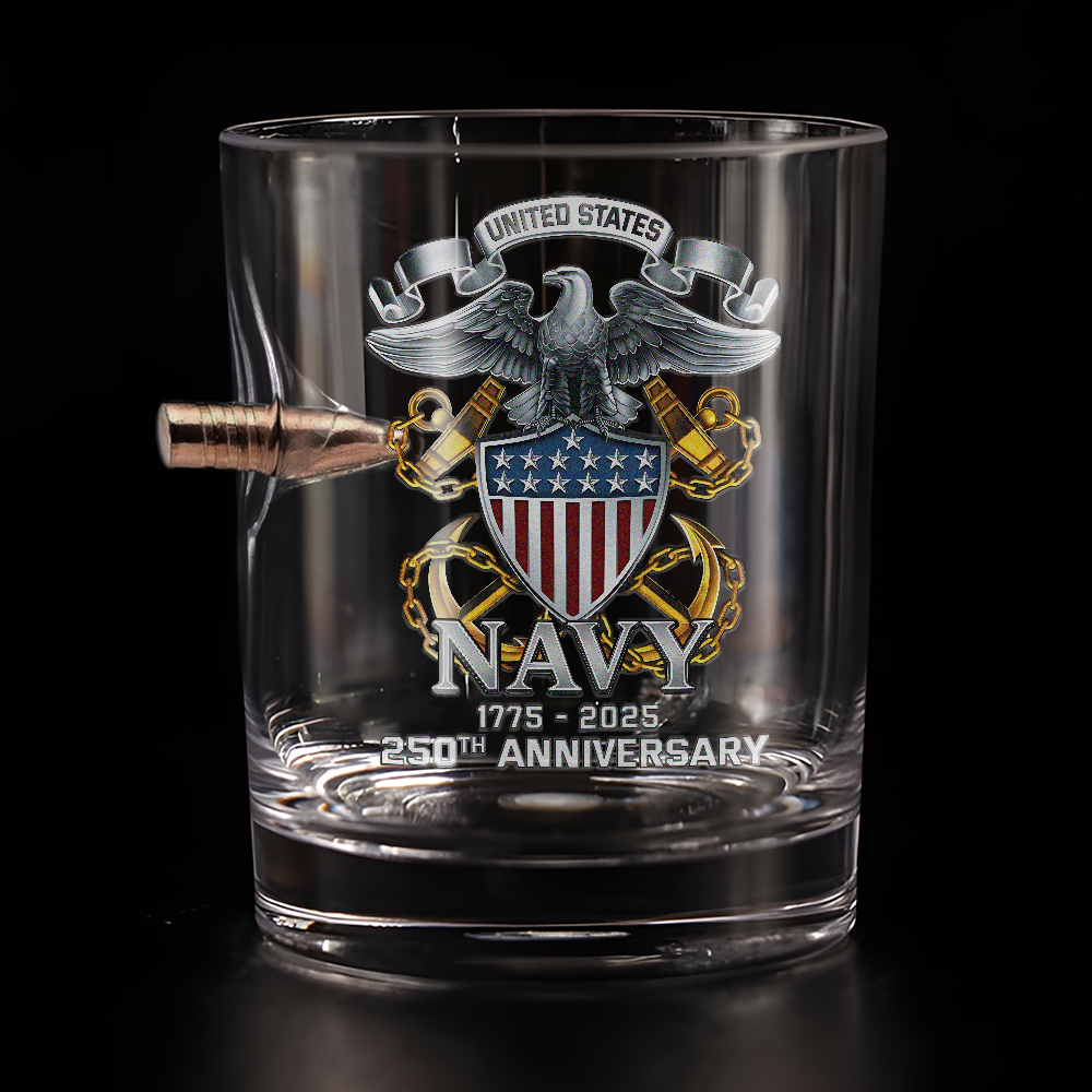Navy 250th Anniversary Bullet Whiskey Glass