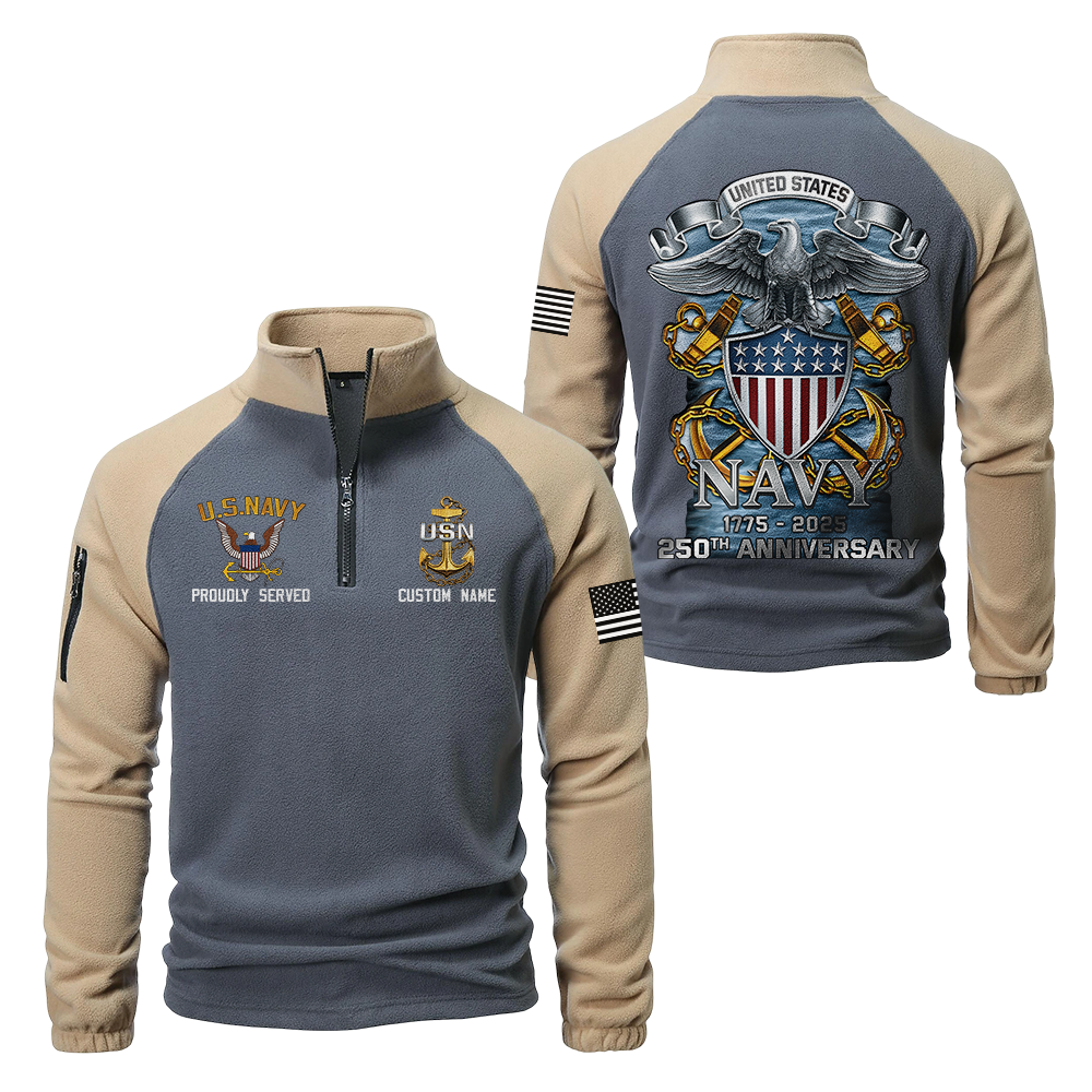 Personalizable Navy 250th Anniversary Half-Zip Raglan Sweatshirt