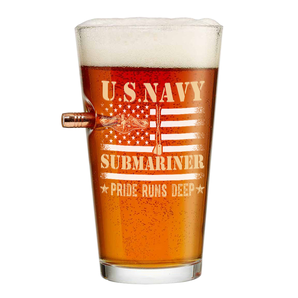 Navy Submariner Pride Runs Deep Bullet Pint Glass