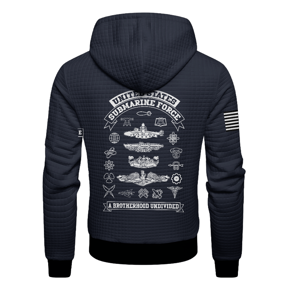 Personalizable Navy Submarine Waffle Hooded Jacket