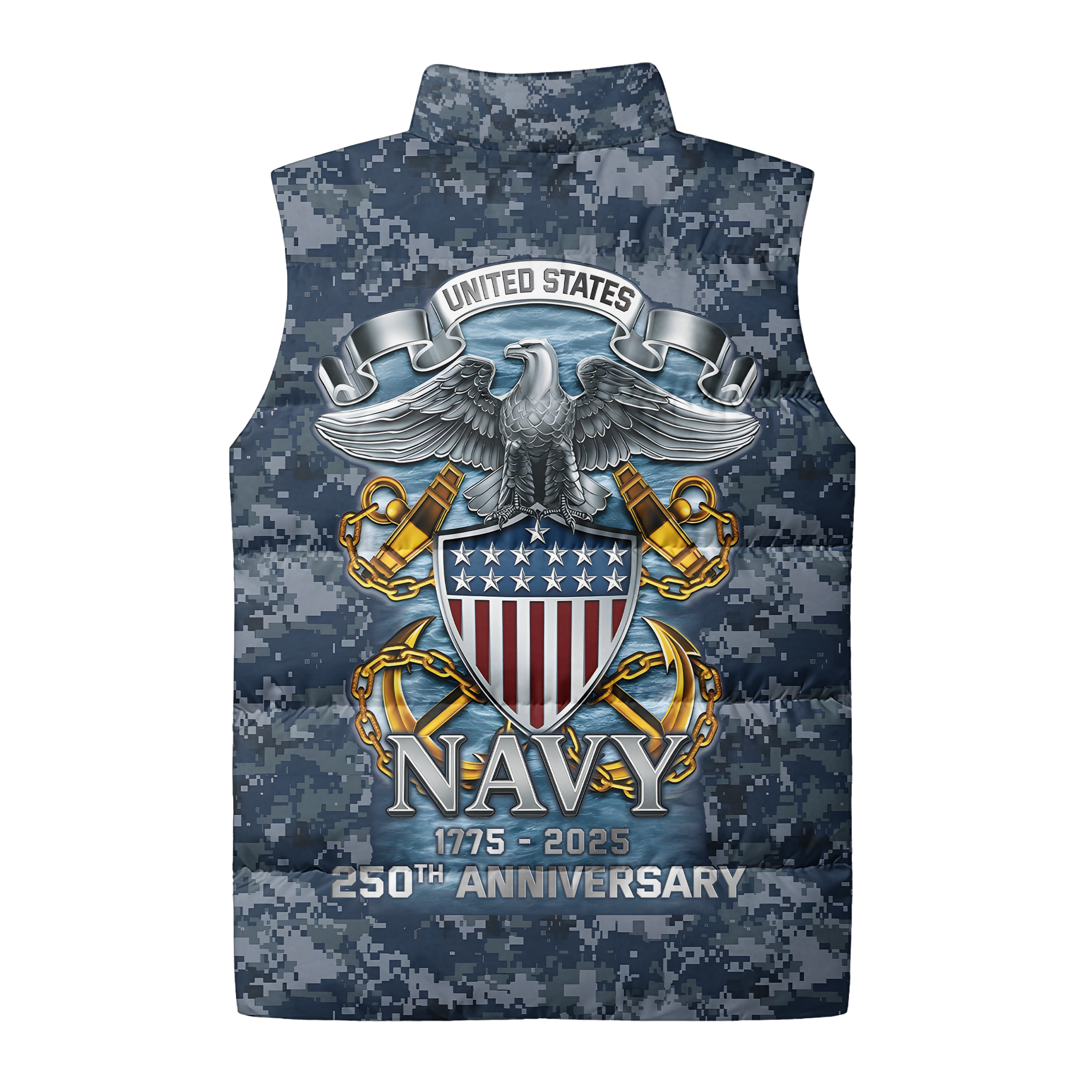 Personalizable Navy 250th Anniversary Puffer Vest