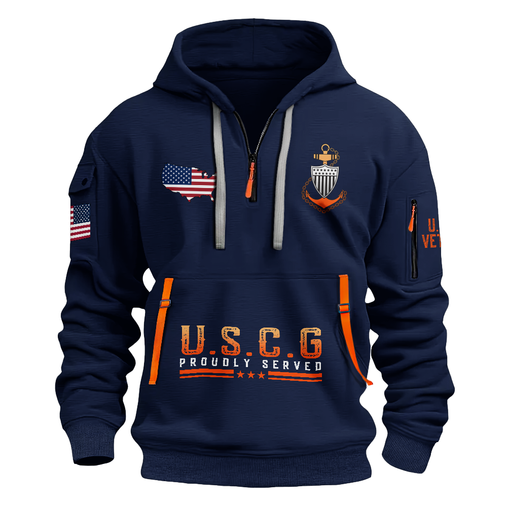 Less Than 1% Coast Guard Cutter Quarter Zip Hoodie