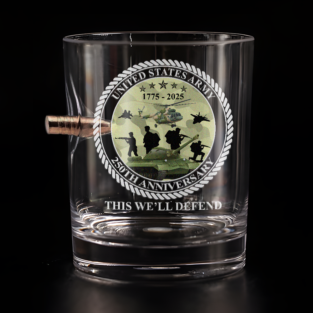 Army 250th Anniversary Bullet Whiskey Glass