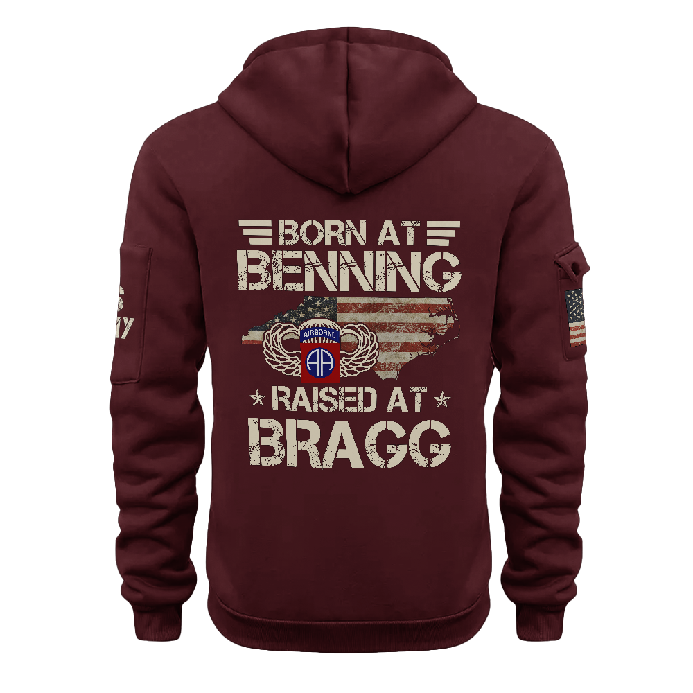 Airborne Born At Benning Raised At Bragg Quarter Zip Hoodie