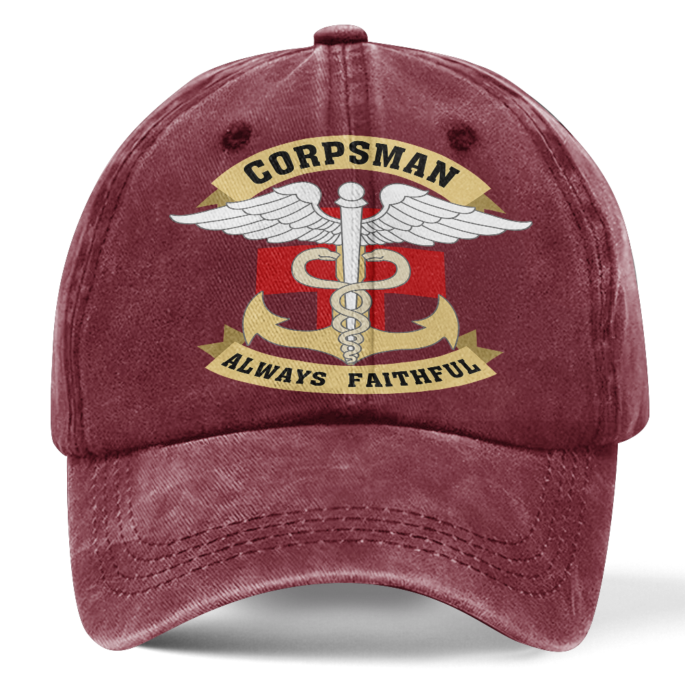 Personalizable Navy Corpsman Washed Cap