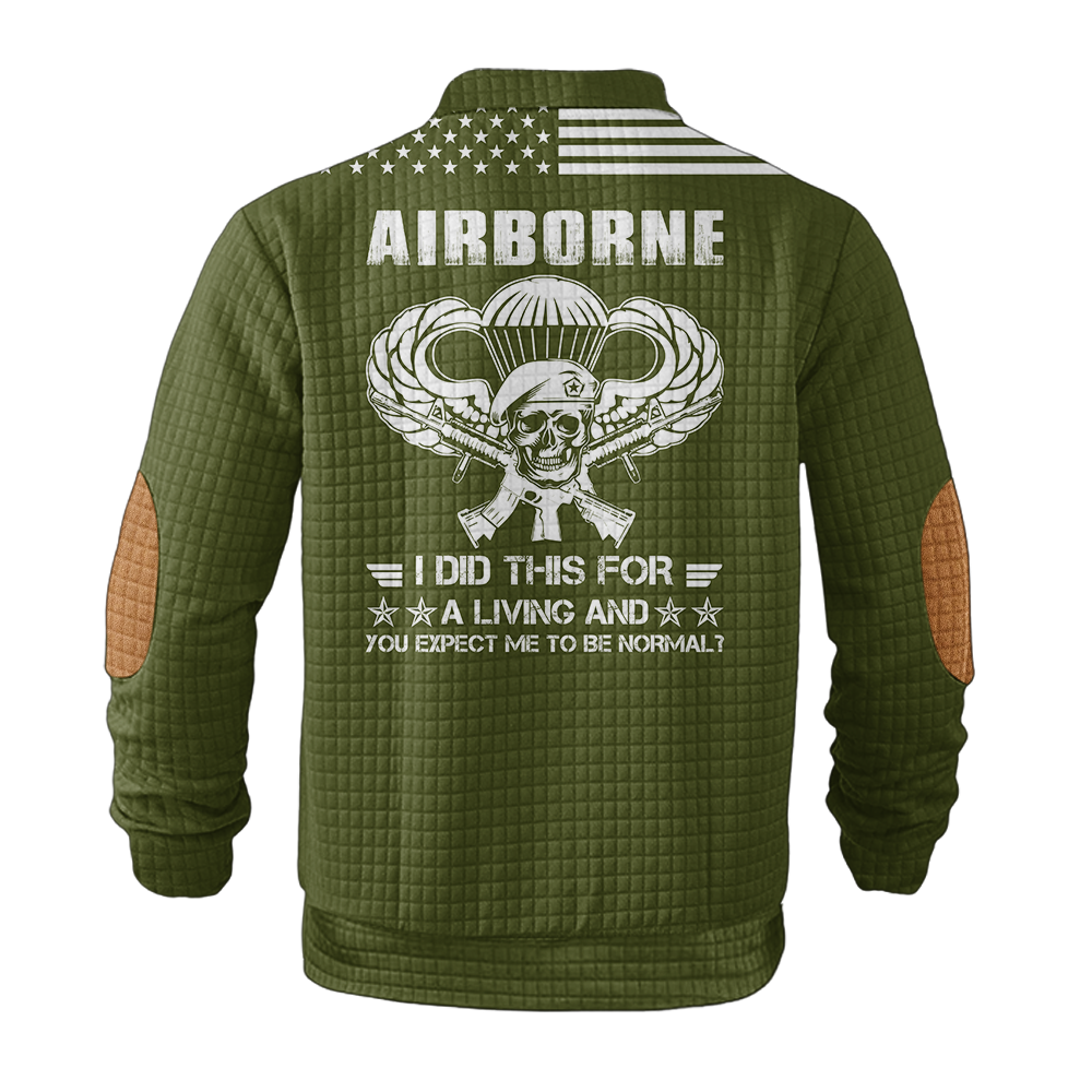 Airborne I Did This For A Living Waffle Stand Collar Sweatshirt