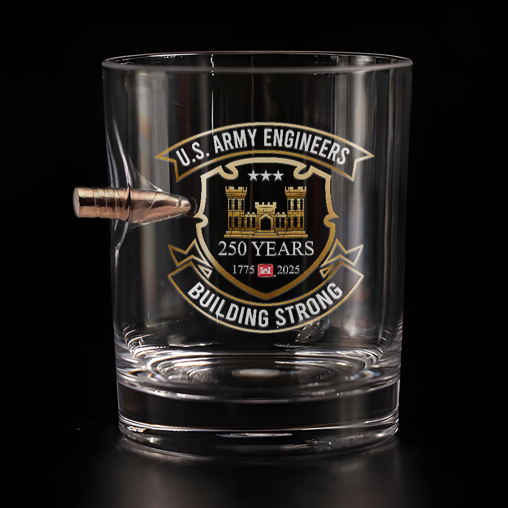 Army Engineer 250th Anniversary Bullet Whiskey Glass