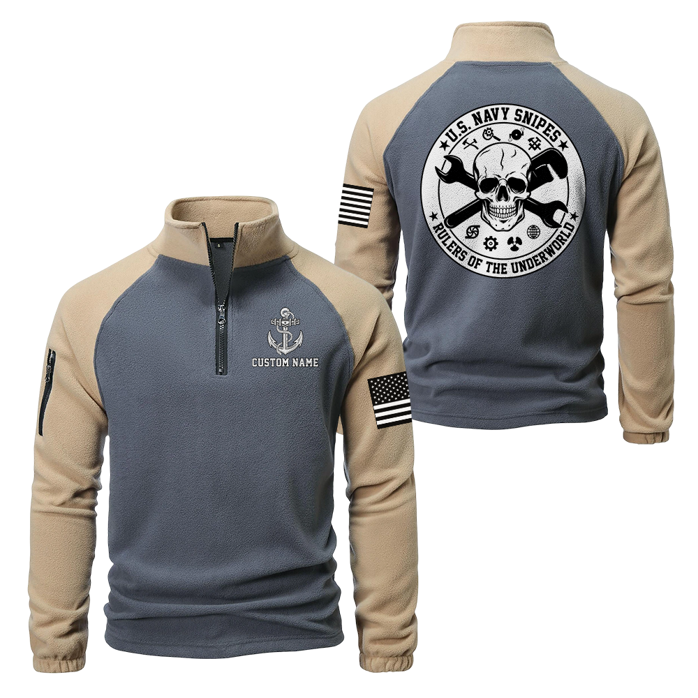 Personalizable Navy Snipes Half-Zip Raglan Sweatshirt