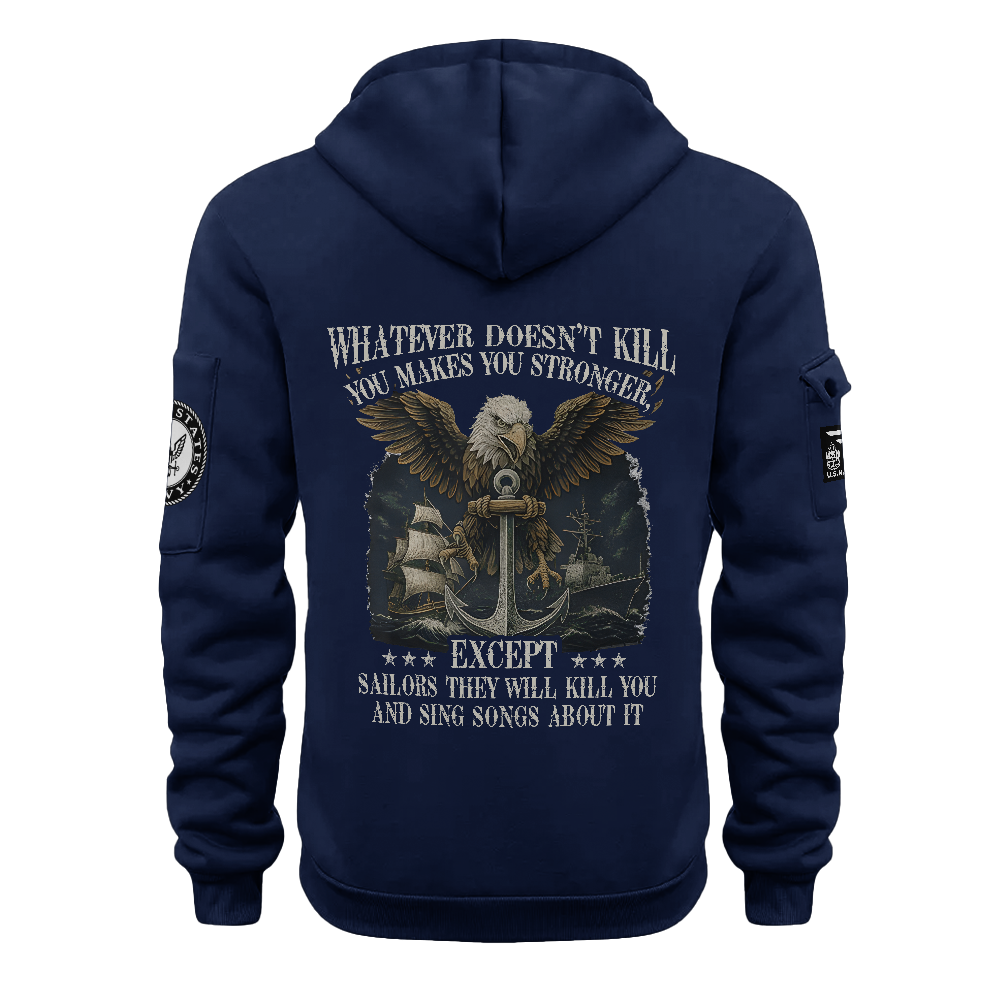 Personalizable Navy What Doesn't Kill You Makes You Stronger Quarter Zip Hoodie