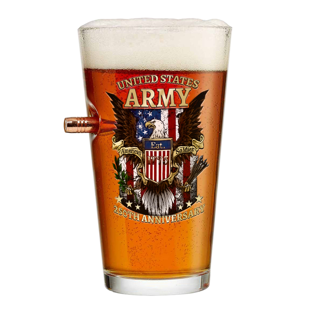 Army 250th Anniversary Bullet Pint Glass
