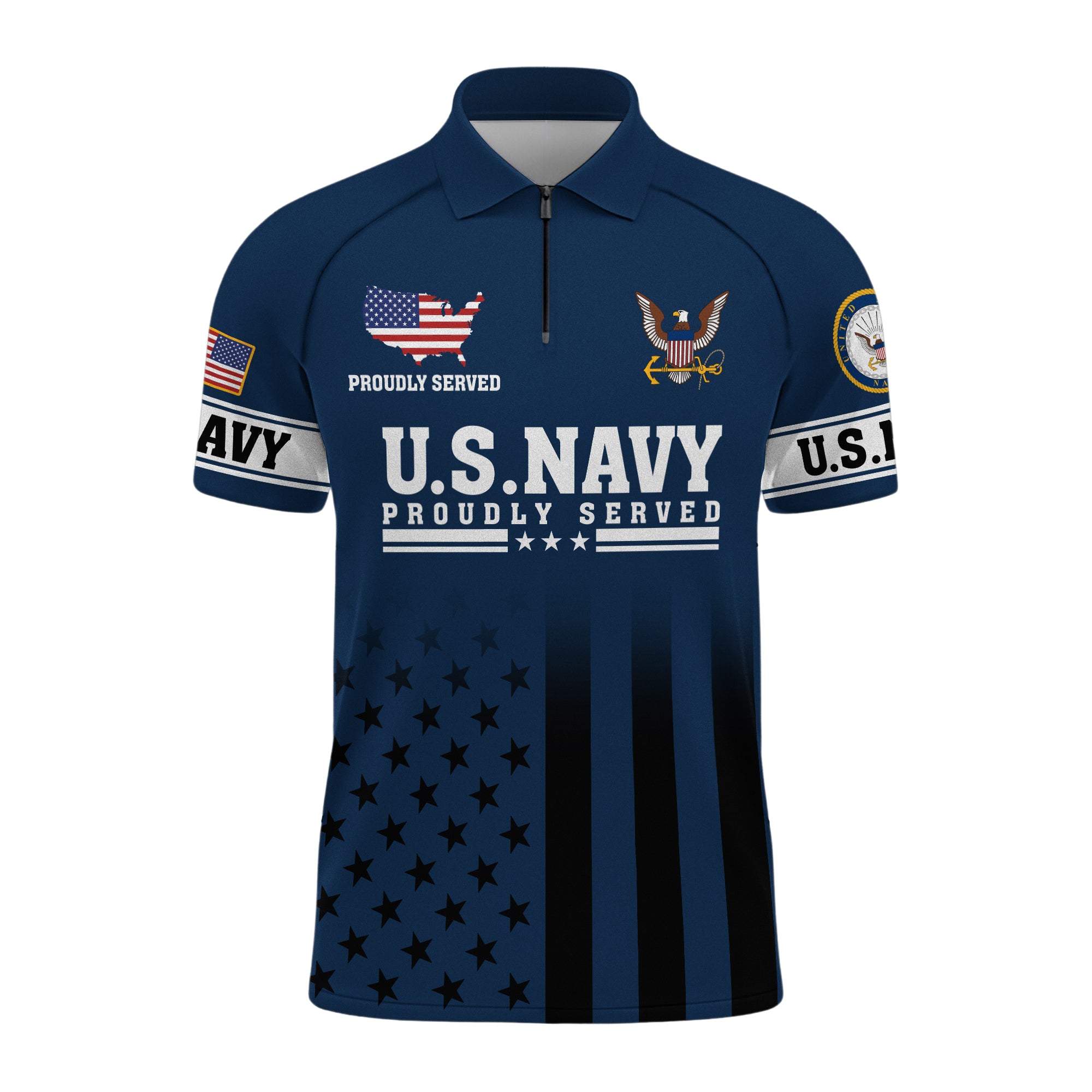 Navy 250th Anniversary Raglan Zip Polo Shirt