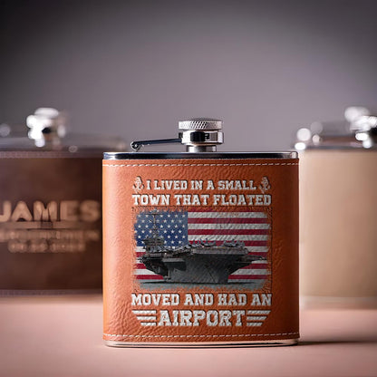 I Live In A  Small Town That Floated Leather Flask