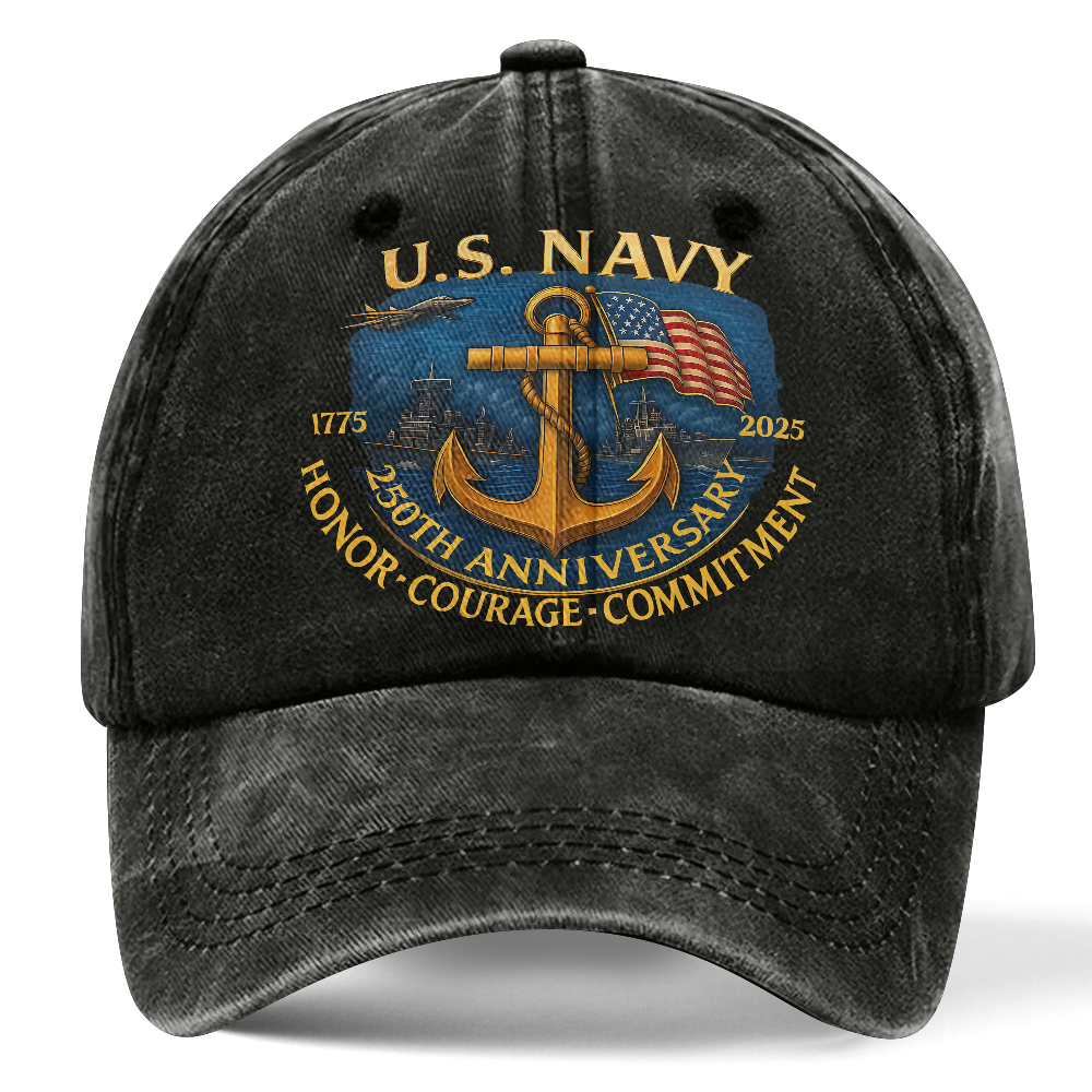 Navy 250th Anniversary Washed Cap