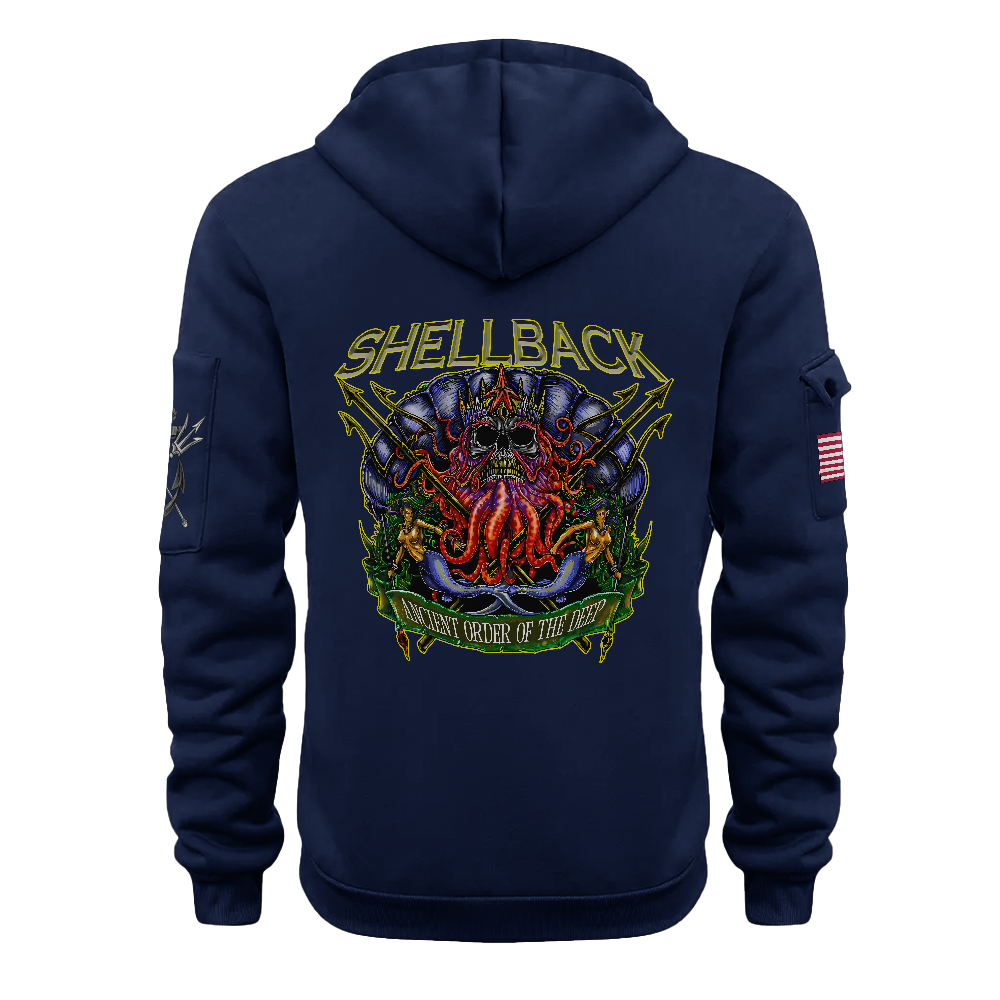 Navy Shellback Ancient Order Of The Deep Quarter Zip Hoodie