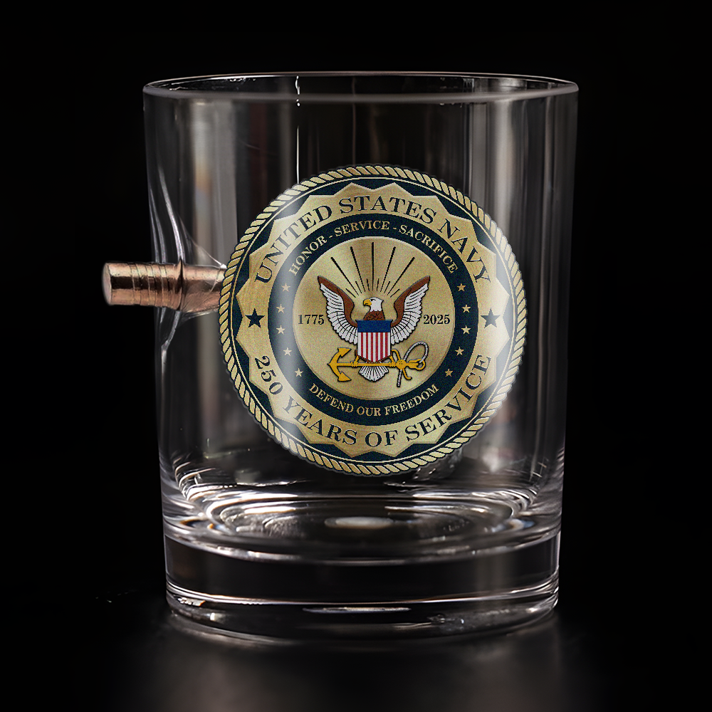 Navy 250th Anniversary Bullet Whiskey Glass