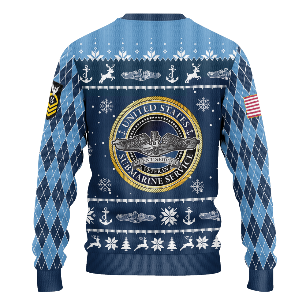 Personalizable Navy Submarine Patterns Knitted Sweatshirt