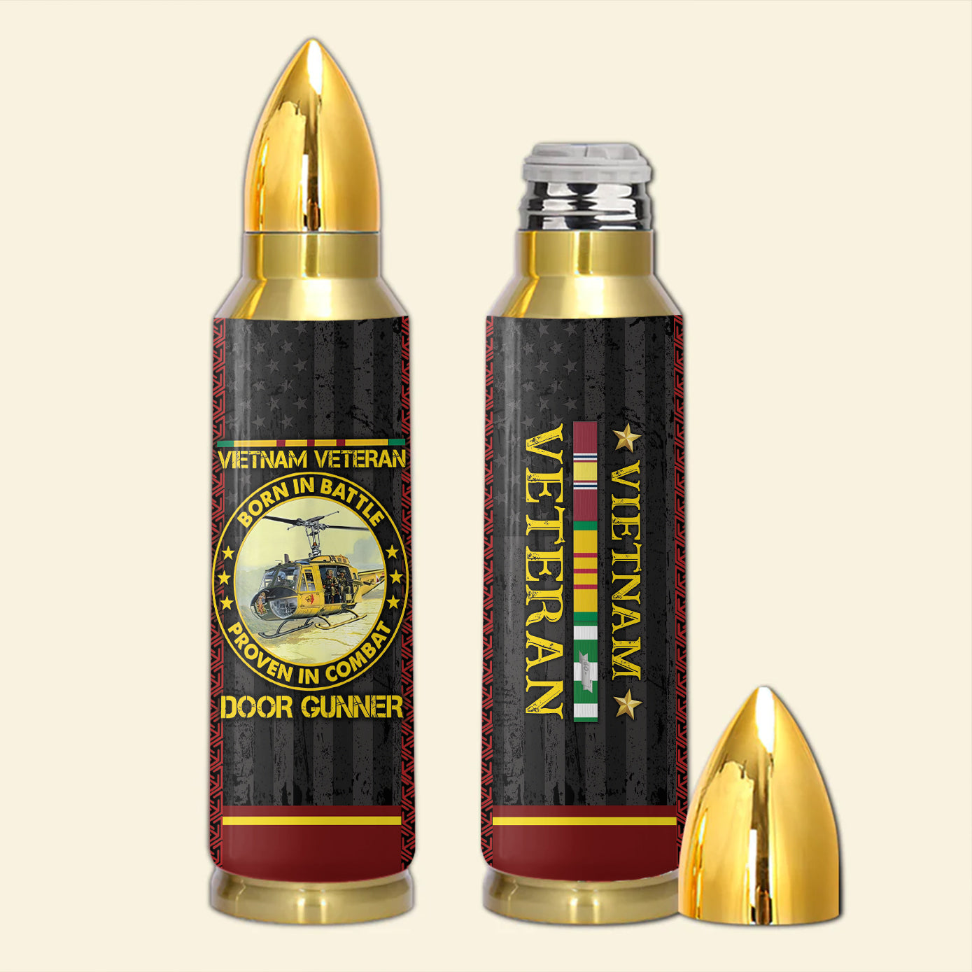 Vietnam Veteran Born In Battle Proven In Combat Door Gunner Bullet Tumbler