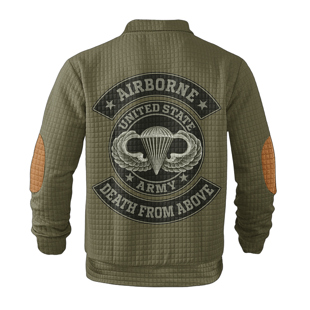 Personalizable Airborne Death From Above Waffle Stand Collar Sweatshirt