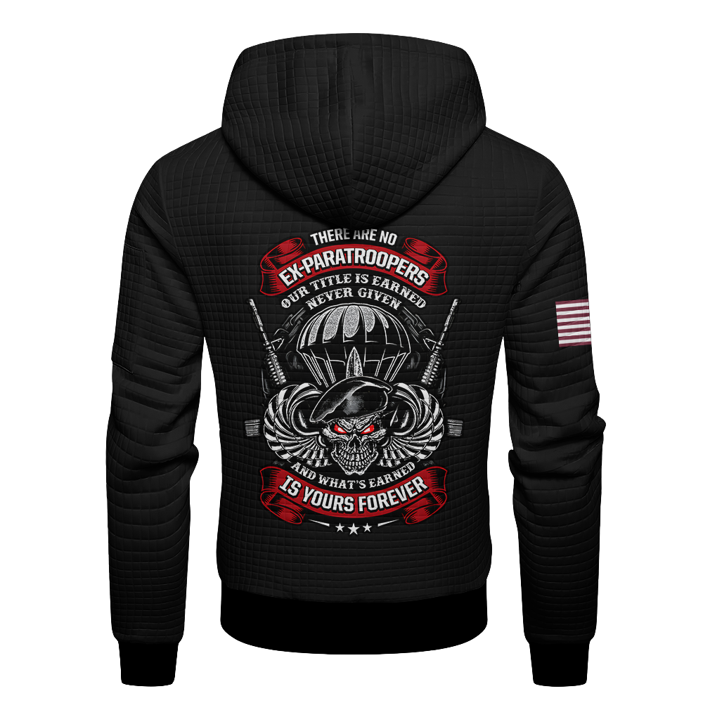 Airborne There Are No Ex-Paratroopers Waffle Hooded Jacket
