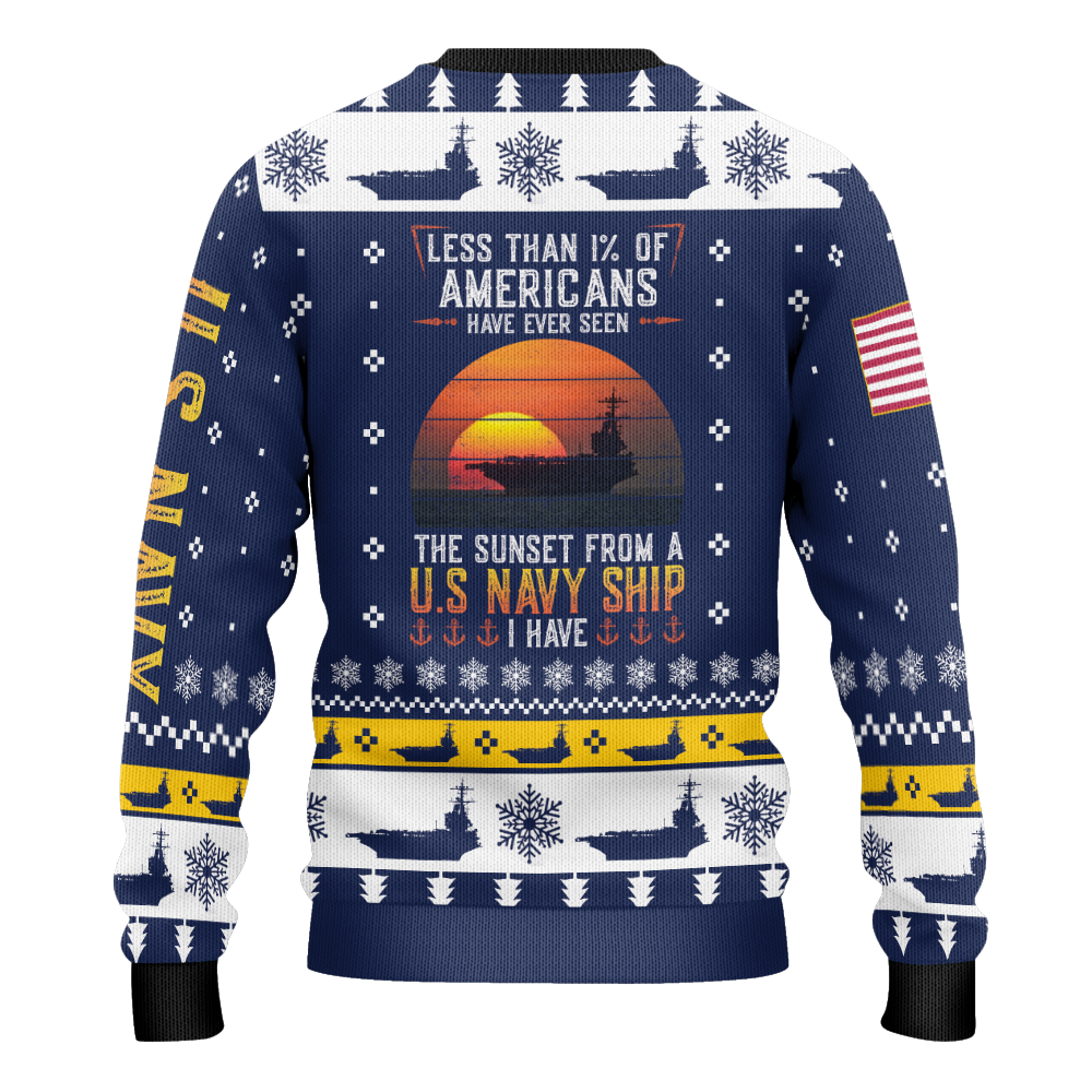 Less Than 1% Sunset Aircraft Carrier Ugly Knitted Sweatshirt