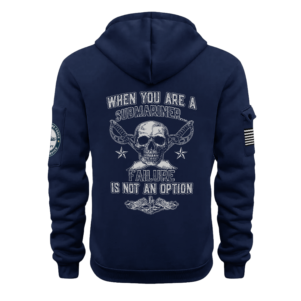 Personalizable Navy Submarine Failure Is Not An Option Quarter Zip Hoodie
