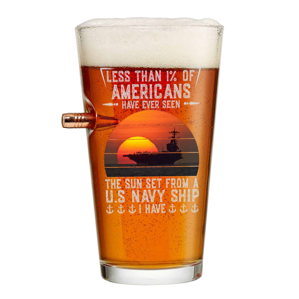 Less Than 1% Navy Ship Bullet Pint Glass