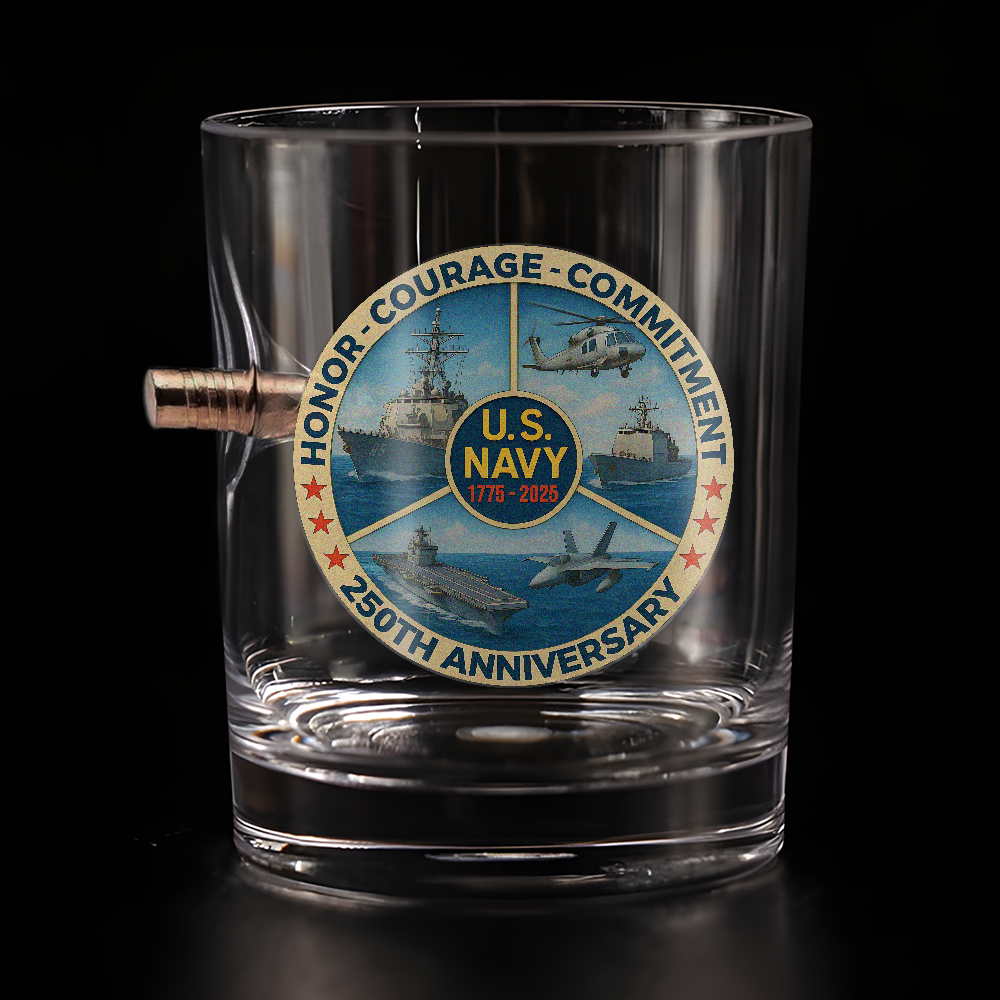 Navy 250th Anniversary Bullet Whiskey Glass