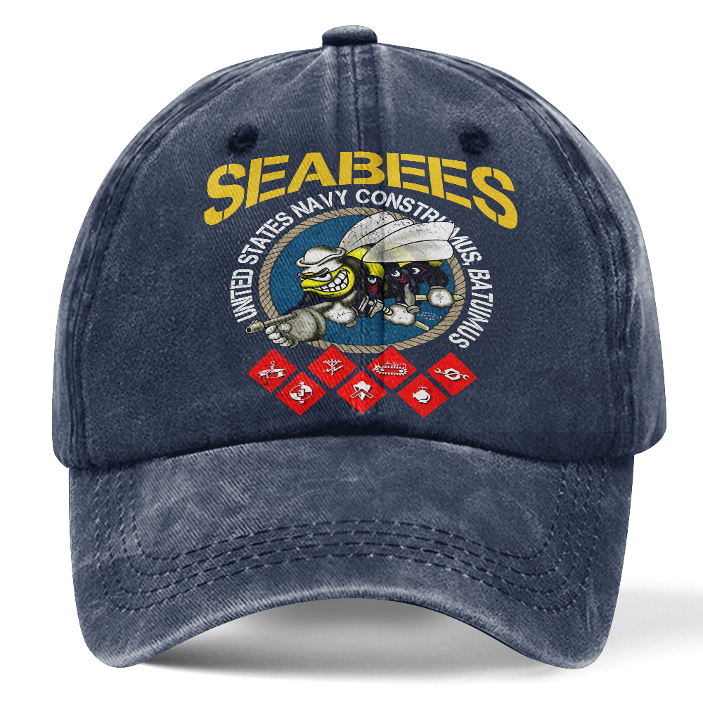 Personalizable Navy Seabee Washed Cap