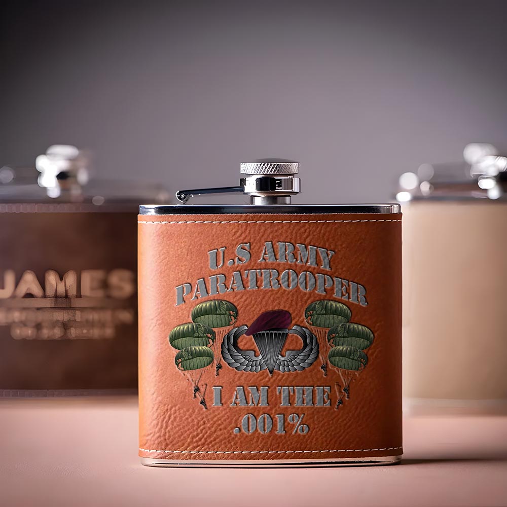 Airborne Army Paratrooper I'm the .001% Leather Flask