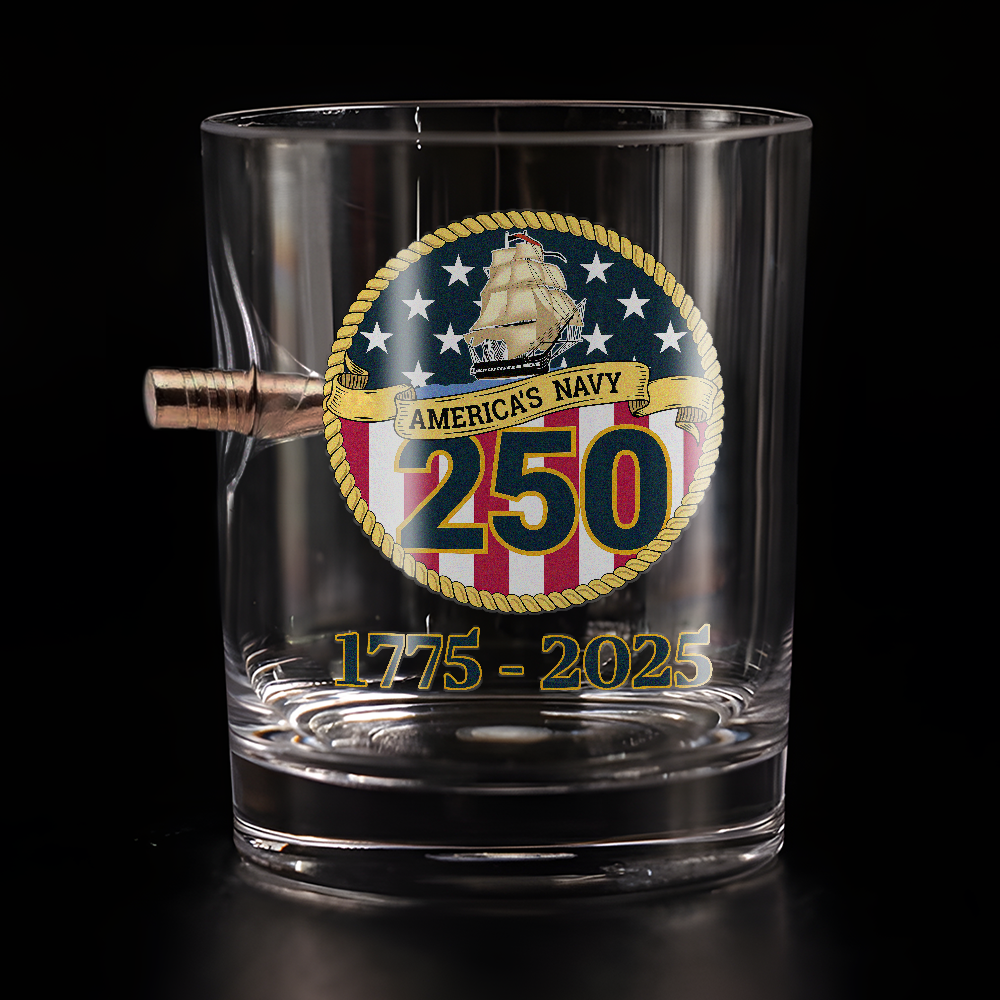 Navy 250th Anniversary Bullet Whiskey Glass