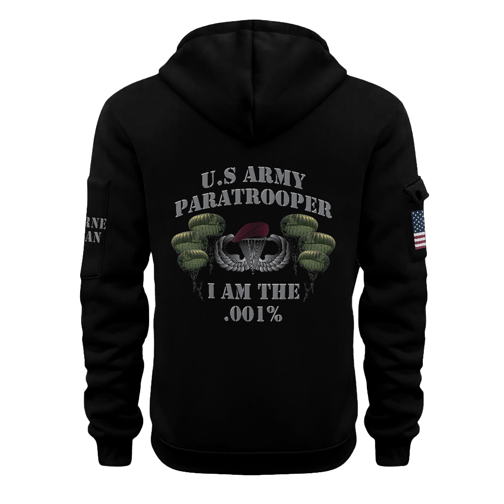 Airborne Paratrooper I Am .001% Quarter Zip Hoodie