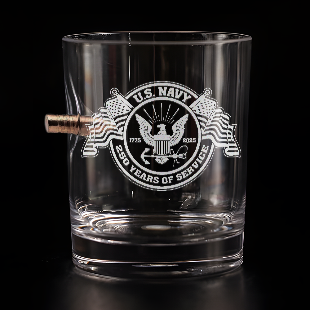 Navy 250th Anniversary Bullet Whiskey Glass