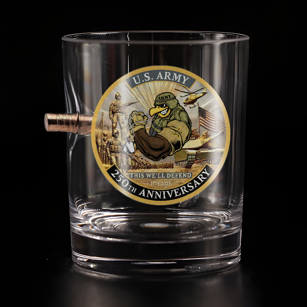 Army 250th Anniversary Bullet Whiskey Glass