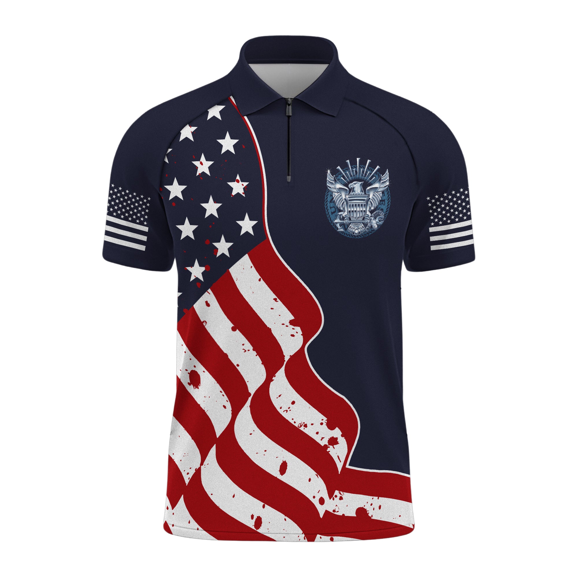 Navy 250th Anniversary Raglan Zip Polo Shirt