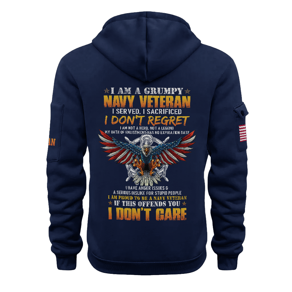 I'm A Grumpy Navy Veteran Quarter Zip Hoodie