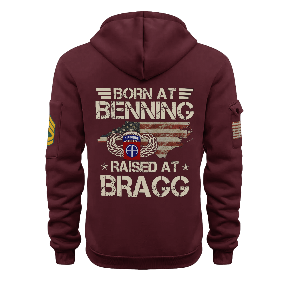 Personalizable Airborne Born At Benning Raised At Bragg Quarter Zip Hoodie