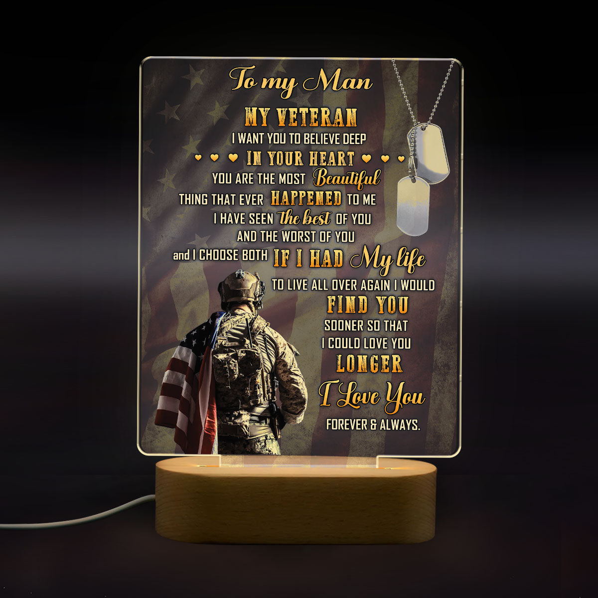 Veteran To My Man My Husband - 3D LED LAMP