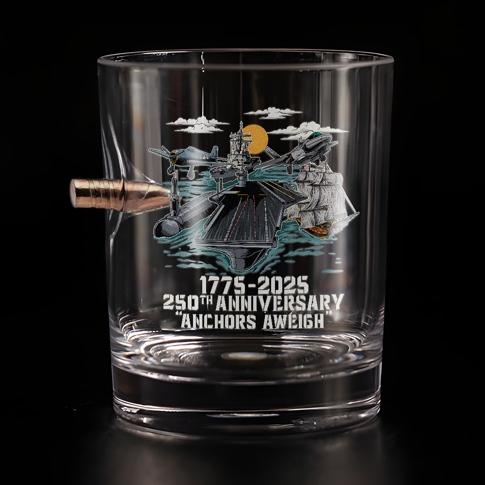 Navy 250th Anniversary Bullet Whiskey Glass
