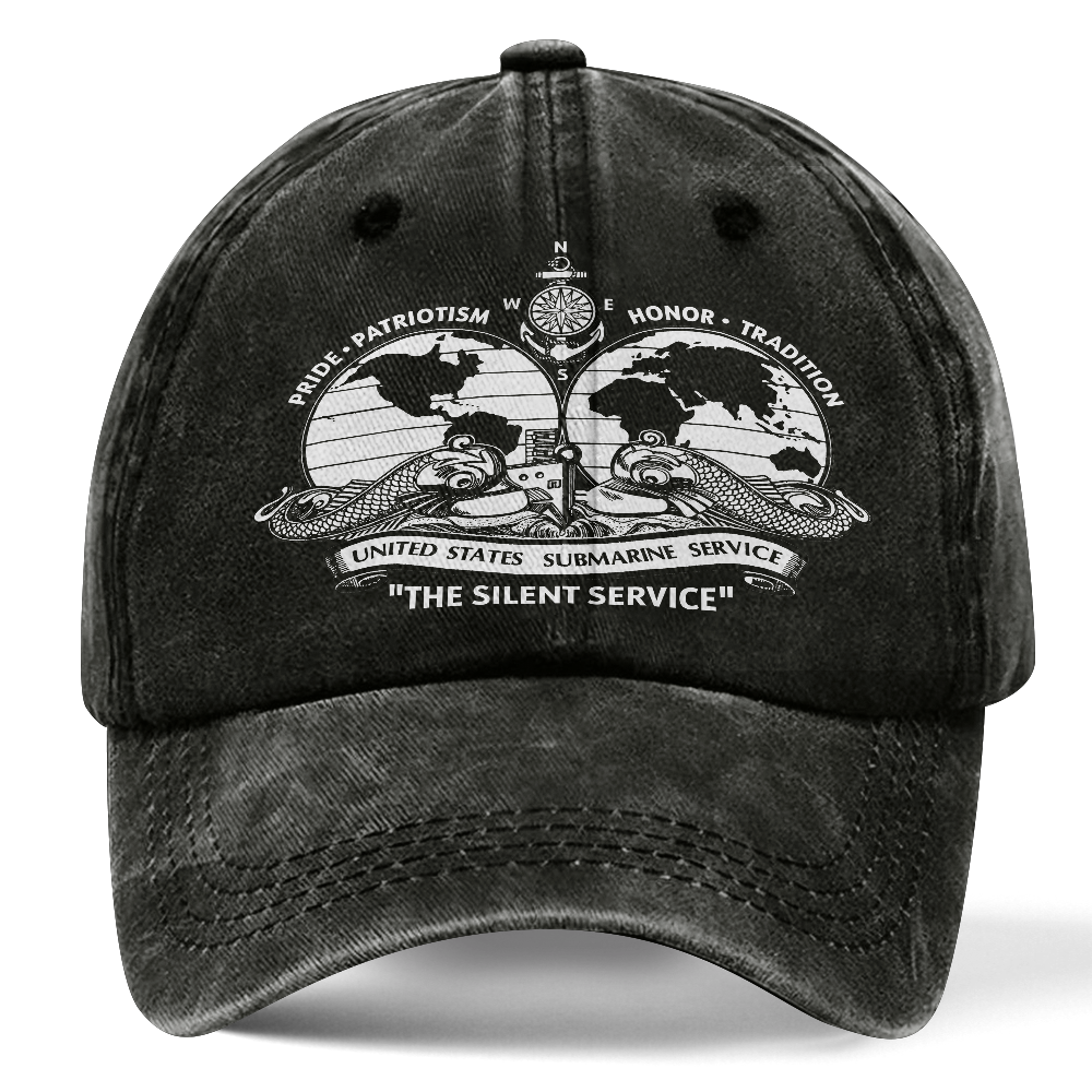 Navy Submarine The Silent Service Washed Cap